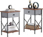 VECELO Nightstand with Drawer, Set of 2, Small Bedside Table with Storage and Adjustable Metal Legs, Wood End Table for Bedroom or Living Room, Perfect for Small Spaces and Modern Décor, Retro Brown