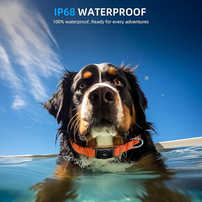 Upgraded AirTag Dog Collar, IP68 Waterproof Air Tag Dog Collar Holder, Reflective, Ultra-Durable, Comfortable Padded, Heavy Duty Dog Collars for Small Medium Large Dogs (M (12.6"-17.1"), Orange)-Mewly Pet