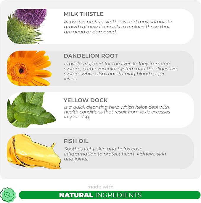 Milk Thistle for Dogs - 120 Chewable Tablets - Silymarin - Liver and Kidney Support with EPA & DHA - Detox - Liver Supplement for Dogs with Choline and L-Arginine-Mewly Pet