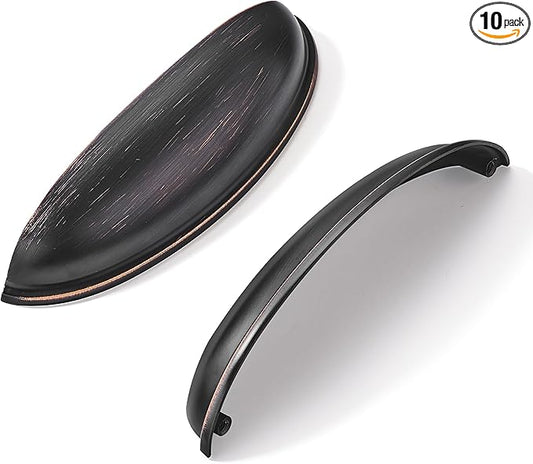 khtumeware 10 Pack 5" Drawer Pulls Oil Rubbed Bronze Cabinet Cup Pulls Kitchen Hardware Cabinet Handles Drawer Handles Knobs 5 inch Hole Center
