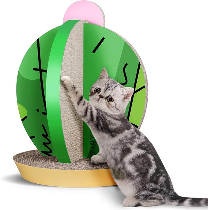 Cat Condo Scratcher Post Cardboard, Cactus Shape Cat Scratching House Bed Furniture Protector, Green Colour-Mewly Pet