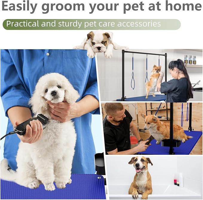 VFK 47'' Large Dog Grooming Table X-Lift Foldable Grooming Table for Dogs at Home Adjustable Height Arms Pet Station with Nooses, Mesh Tray, Tool Organizer-Mewly Pet