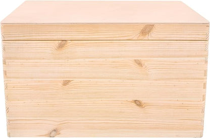 XXL Large Plain Wooden Box Storage with Hinged Lid | 15.8x11.8x9.44 inches (+-0.5) | Handles | Unpainted Gift | Product NOT Intended for 15 Years OR Below