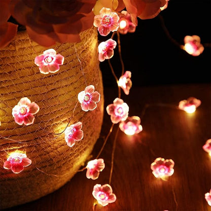 Mudder 13 FT 40 LEDs Cherry Blossom Flower String Lights for Bedroom, Pink Fairy Lights USB and Battery Operated Decorative String Light Indoor Outdoor(2 Pack)