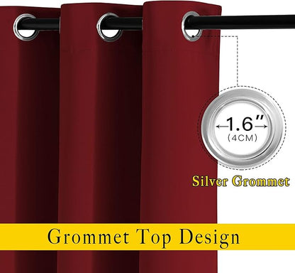 NICETOWN Blackout Burgundy Red Curtains 102 inches Long 2 Panels, Grommet Thermal Curtains Light Blinds Room Darkening Window Treatments for Bedroom, 2 Panels, W52 x L102