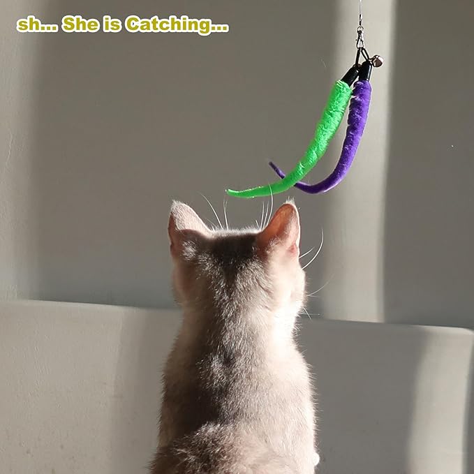 Interactive Cat Toys - Retractable Wand Toy and Feather Toys Refills for Indoor Cats to Chase and Exercise-Mewly Pet