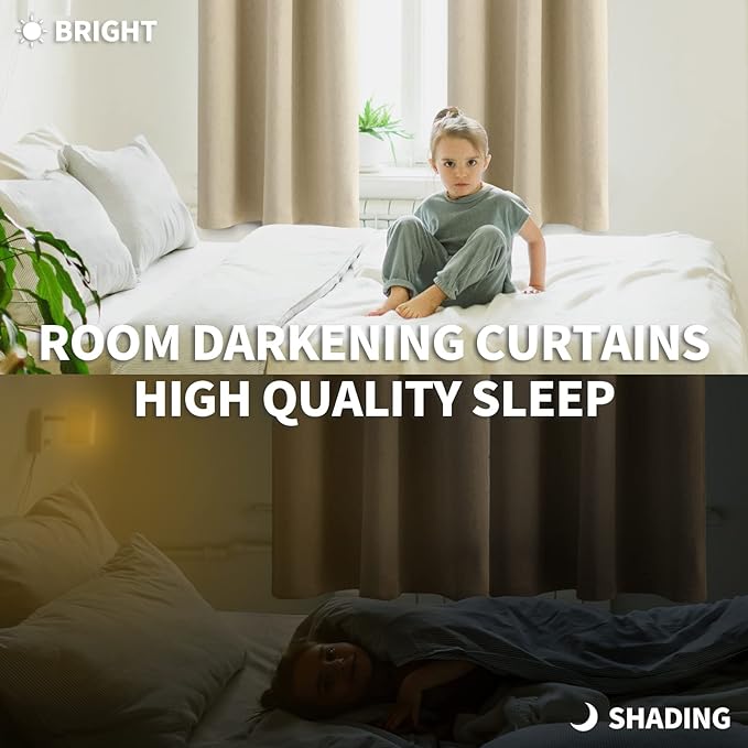 BGment Room Darkening Curtains 72 Inches Long - Grommet Thermal Insulated Drapes Window Treatment Curtains for Bedroom, 2 Panels, 42 x 72 Inch, Beige