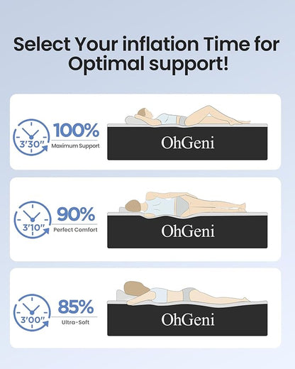 OhGeni King Air Mattress Family Choice Award with Built-in Pump,18'' Comfortable Blow Up Colchones Inflables Mattress for Home,Guests, Portable Air Bed for Adults, Airbed Supports Up to 700 lbs,Black