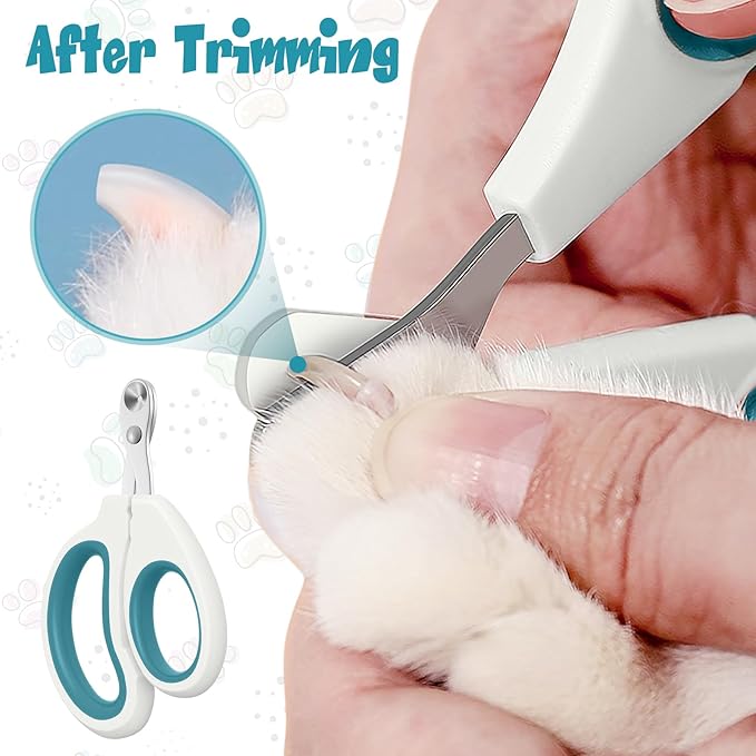 Cat Nail Clipper, Durable Stainless Steel Cat Nail Trimmer with Sharp Blade and Anti-Slip Handle, Professional Small Animal Claw Clippers for Cats Kittens Dogs Rabbits Guinea Pigs-Mewly Pet