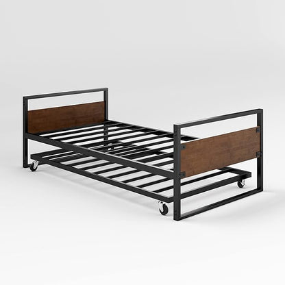 ZINUS Suzanne Bamboo and Metal Daybed with Trundle, Mattress Foundation with Steel Slat Support, Easy Assembly, Twin