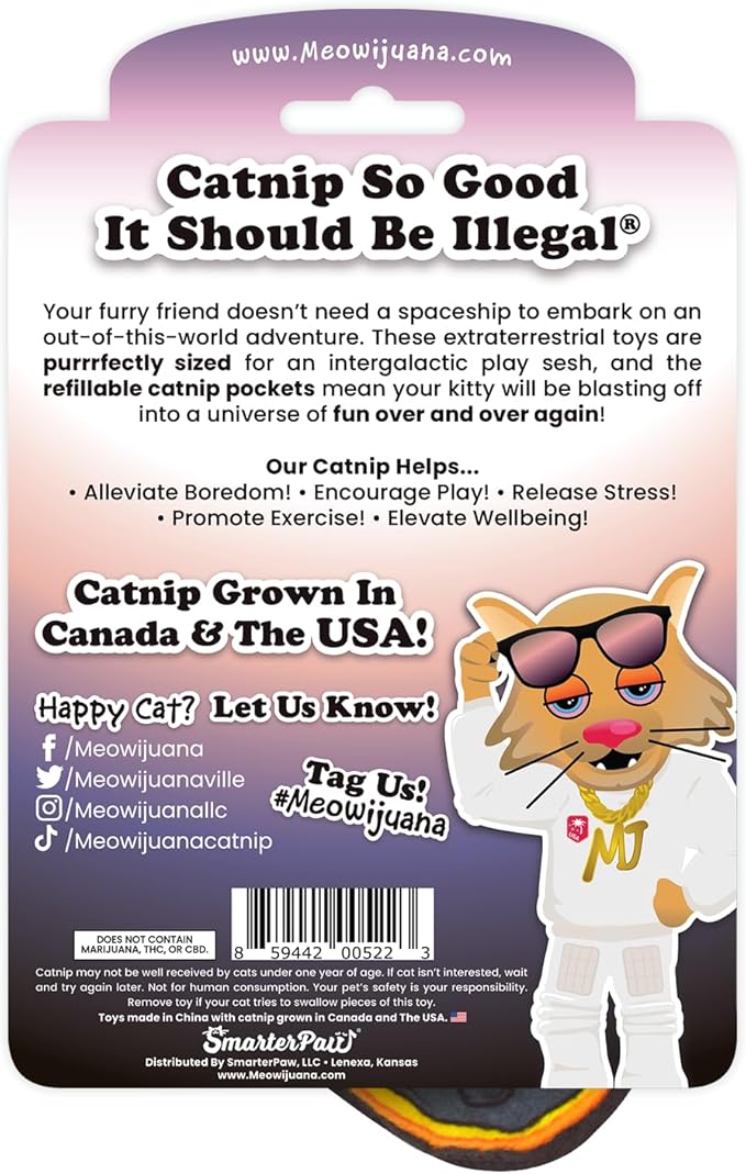 Meowijuana Refillable Cat Toys | Get Spacey - Planet and Meteor Catnip Toys | Includes Potent Hand Harvested Catnip Grown in North America | Promotes Play and Cat Health-Mewly Pet