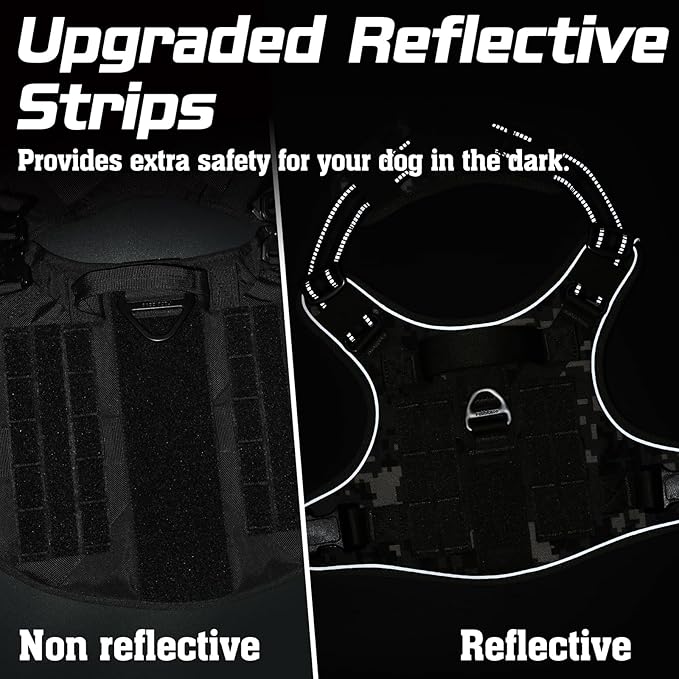 rabbitgoo Tactical Dog Harness for Large Dogs, No Pull Military Service Vest with Handle & Molle, Easy Control for Training Walking, Adjustable Reflective Straps, Green camo, L-Mewly Pet