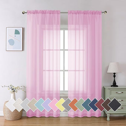 Aiyufeng Sheer Pink Curtains 72inches Long