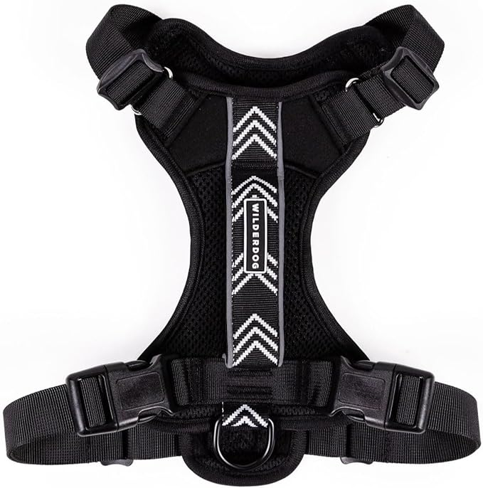 Wilderdog Lightweight Dog Harness with Reflective Straps - Medium - Black-Mewly Pet
