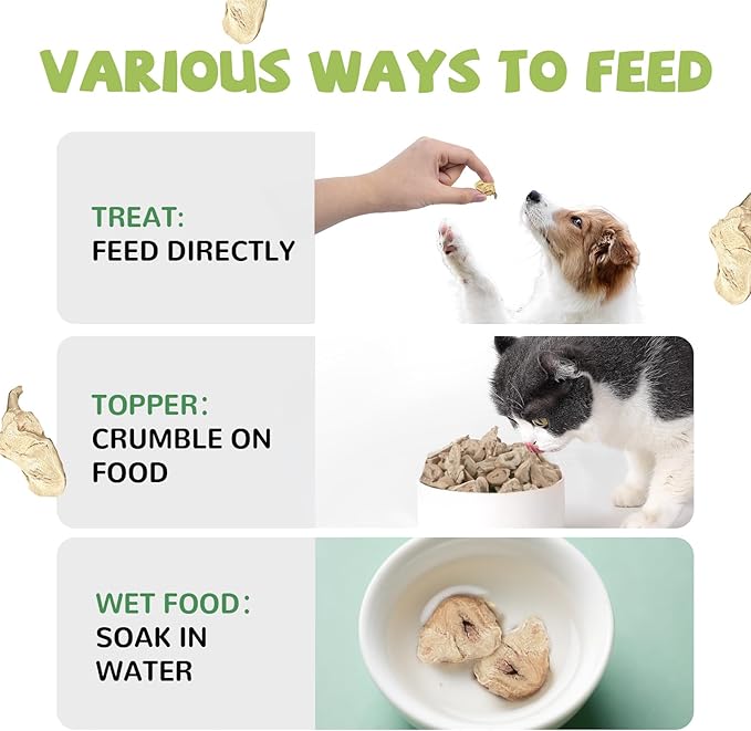 Freeze Dried Chicken Heart Pet Treats, High Protein Freeze-Dried Pet Food for Dogs, Cats, Fresh Ingredient, 3.2 oz, Rawhide Free, Gluten&Grain Free-Mewly Pet