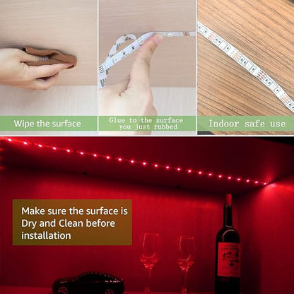 LED Strip with 24 Keys Remote Control, 2m Battery Powered Strip Lights for Party and DIY Decoration