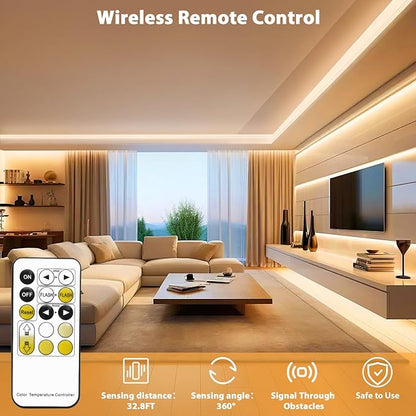 Lamomo LED Strip Lights, Tunable White Neon Rope Lights with Remote, 32.8Ft Dimmable 3000K-6000K Flexible Led Light Strip, Waterproof Silicone 24V Neon Lights for Bedroom Home Decor Warm White
