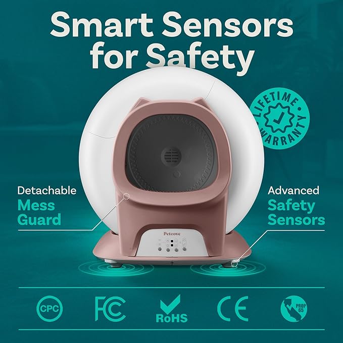 Self Cleaning Litter Box with Auto Safety Sensors for Multiple Cats - Automatic Cat Litter Box Self-Cleaning - Covered Odor Removal with APP Control - Compatible On All WiFi - Electric Robot-Mewly Pet