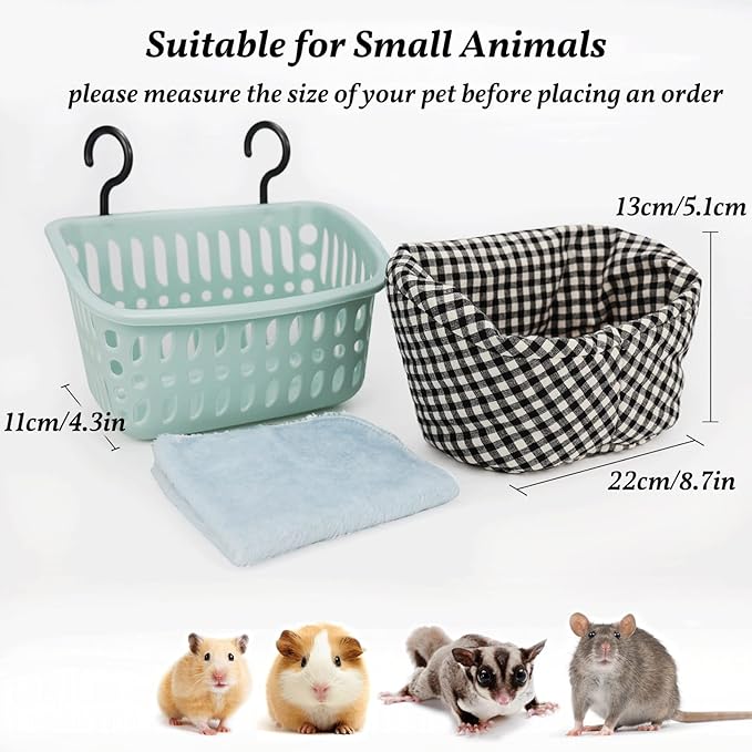 JWShang Rat Hammock for Cage, Chew Proof Hanging Basket Bed with Sturdy Hooks, Pet Cage Accessories, Safe Cozy Small Animal Rodent Hammock for Sugar Glider Mice Snuggling Sleeping-Mewly Pet