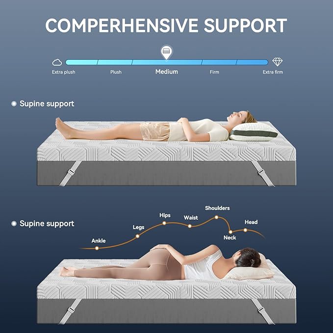ELEMUSE 4 Inch Gel Memory Foam Mattress Topper Twin Size Pressure-Relieving Mattress Topper for Back Pain,Non-Slip Design with Removable & Washable Cover, CertiPUR-US