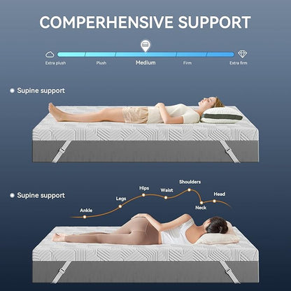 ELEMUSE 3 Inch Gel Memory Foam Mattress Topper Twin XL Size Pressure-Relieving Mattress Topper for Back Pain,Non-Slip Design with Removable & Washable Cover, CertiPUR-US
