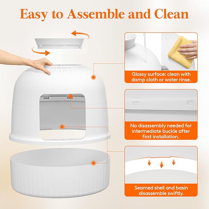 Lifewit Litter Box Cat with Faux Plant & Scoop, Hidden Enclosure Litter Tray with Odor Control & Carbon Filter in Living Room, Bedroom, Corner, White-Mewly Pet