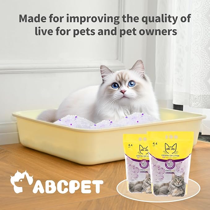 Cat Litter Crystals No Clumping Odor Control Kitty Litter Non-Clumping No scooping Low Dust, Low Tracking, Dehydrates Waste Lavender - 25.8 lbs (6 x 4.3 lb Packs)-Mewly Pet