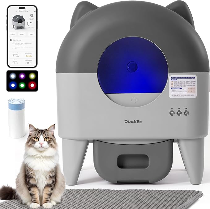 Self Cleaning Litter Box: Extra Large Automatic Cat Litter Box Self Cleaning for Multiple Cats - APP Control with Smart Sensors - Safety Protection - Low Noise Design-Mewly Pet