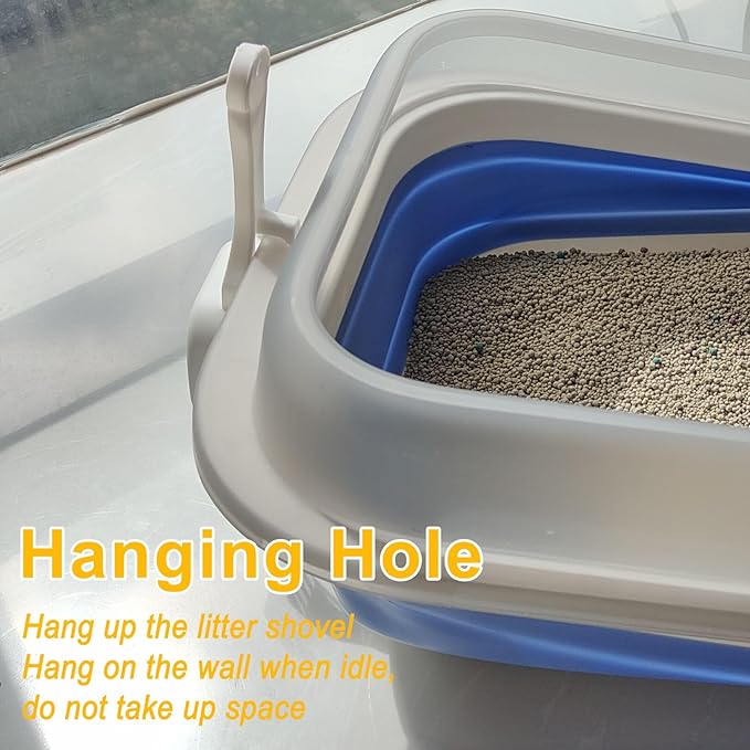 Open Cat Litter Box with High Side, Anti-Splashing Kitty Litter Pan Collapsible Travel Litter Potty Pan Scoop Leak-Proof Pedal Cat Toilet No Smell Easy Clean (M Gray High Side)-Mewly Pet