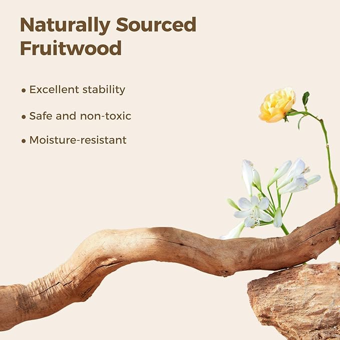 Wood Flower Cat Tree, Modern Cat Tower with Real Wood Branches, Luxury Boho Furniture with Scratching Post and 2 Perches, Cat Climbing Tower for Indoor Cats, Cloud White-Mewly Pet