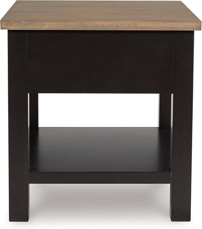 Signature Design by Ashley Drazmine Casual End Table with 1 Lower Shelf, Light Brown & Black