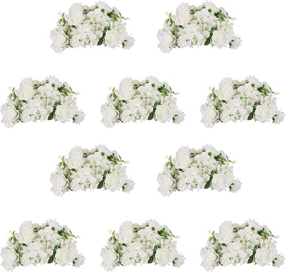 NUPTIO Flower Balls for Wedding Centerpieces - 10 Pcs 14.2 inch Diameter Fake Flower Ball Arrangement Bouquet Party Centerpieces for Tables - White Rose Bouquet Centerpiece Flowers for Wedding Table