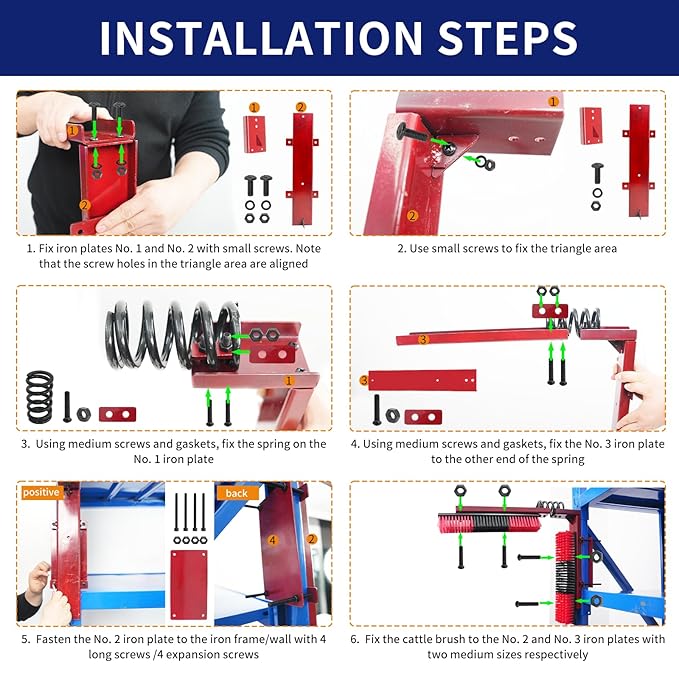 Livestock Scratch Brush With Spring Iron Holder，Animal Back Scratching Brush For Cow,Cattle,Sheep, Horses,Pigs，Massage Grooming Tool-Mewly Pet