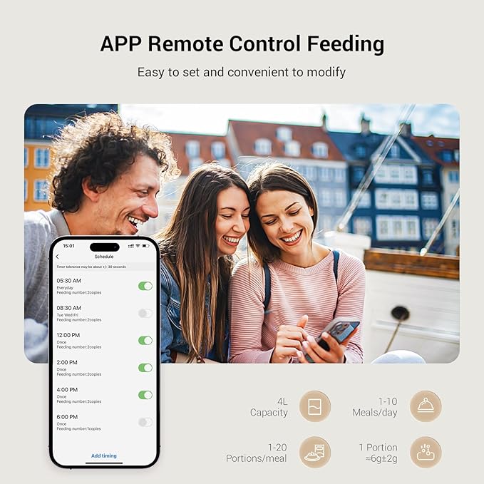 Espelho Automatic Cat Feeders WiFi: Food Dispenser with App Control 2.4Ghz WiFi- Smart Timed Cats Feeder with Voice Recorder| 4L Auto Pet Feeder for Cat and Small Dog- Up to 10 Meals per Day-Mewly Pet