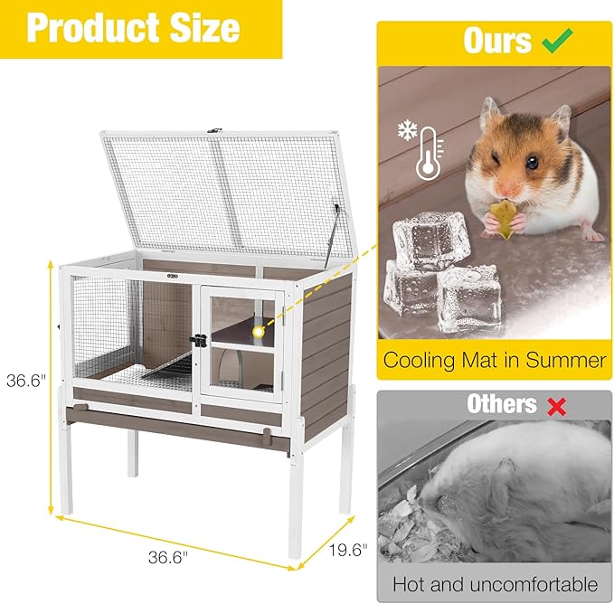 Aivituvin Wooden Guinea Pig Cages Indoor with Removable Stand, Anti Chewing Rabbit Hutch with Ramp and Wire Mesh, 2 Story Small Animals House Habitat with Pull Out Tray (Brown)-Mewly Pet