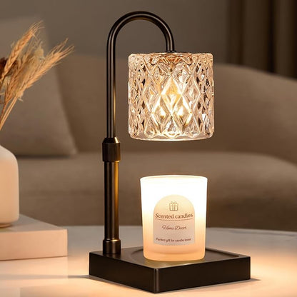 Black Candle Warmer Lamp with Timer -Dimmable Adjustable Height Wax Melt Warmer for Jar Candles,Vintage Home Decor with Elegant Clear Glass,Birthday Gifts for Women, Mom, Friend, Sister
