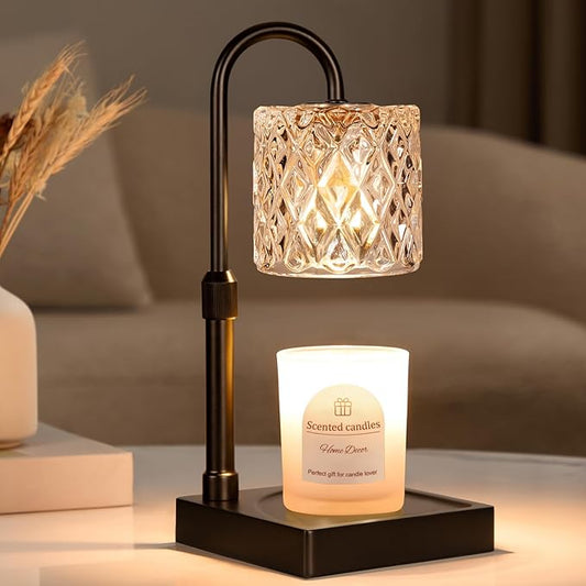 Black Candle Warmer Lamp with Timer -Dimmable Adjustable Height Wax Melt Warmer for Jar Candles,Vintage Home Decor with Elegant Clear Glass,Birthday Gifts for Women, Mom, Friend, Sister