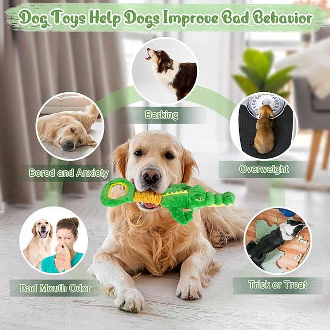 Large Dog Toys, Plush Squeaky Dog Toy with Crinkle Paper and Tug of War Handle, Interactive Puppy Toys for Small, Medium and Large Dogs-Mewly Pet