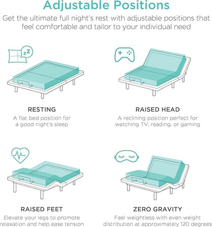 Best Choice Products Ergonomic Full Size Adjustable Bed Frame, Electric Base w/Wireless Remote Control, Nightlight, Massager, 2 USB Ports