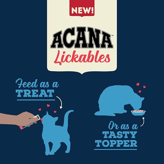 ACANA Lickables Cat Treats Variety Pack: .5oz Tubes (8 Count, 2 of Each)-Mewly Pet