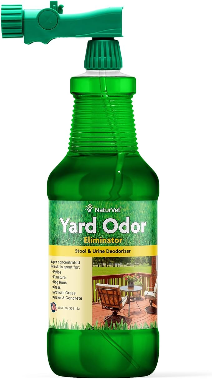 NaturVet – Yard Odor Eliminator – Eliminate Stool and Urine Odors from Lawn and Yard – Designed for Use on Grass, Plants, Patios, Gravel, Concrete & More – 31.6 oz Ready-to-Use with Nozzle-Mewly Pet