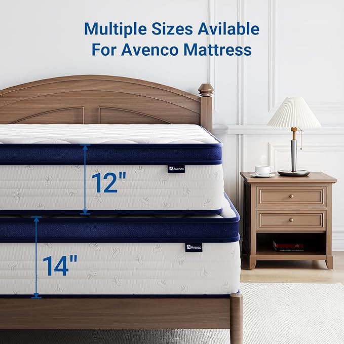 Avenco Queen Mattress, 10 inch Queen Size Mattress with Smarts™ Coil Individual Pocket Spring for Silent Sleep and Strong Edge Support, Mattresses in a Box CertiPUR-US Certified