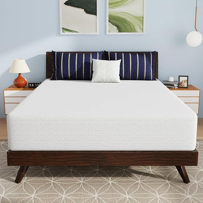 PayLessHere 12 Inch Bamboo Charcoal Cooling Gel Memory Foam Mattress in a Box/Medium-Firm Mattress/Fiberglass Free/Pressure Relief & Temperature Regulation/CertiPUR-US Certified,White Queen
