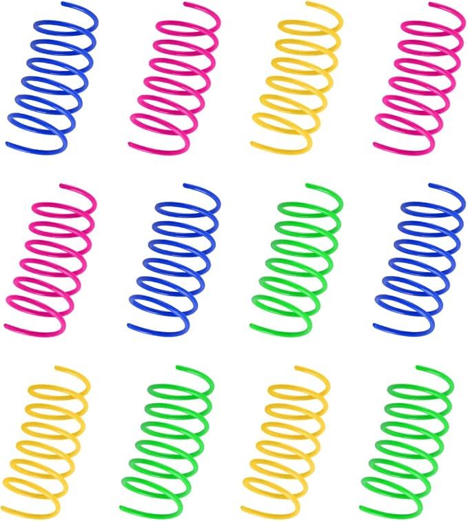 Cat Spring Toys 80 Pack, Colorful Plastic Coils Cat Kitten Spiral Spring Interactive Cat Toy for Swatting, Biting, Hunting-Mewly Pet