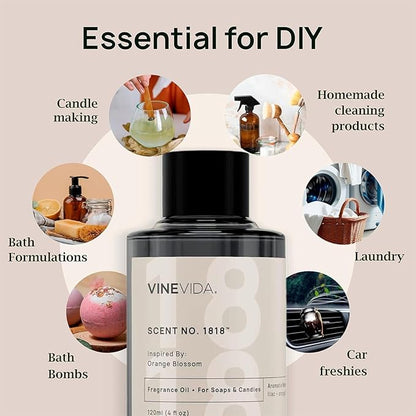 VINEVIDA Genuine Leather Fragrance Oil for Cold Air Diffusers, Essential Oils for Diffuser Oil Refill & Air Freshener Room Spray - 4 Fl Oz