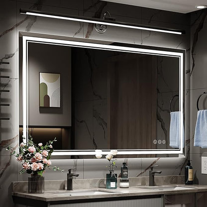 48x32 Inch Led Mirror for Bathroom with Front Light and Backlit, Dimmable Anti Fog Wall Bathroom Mirror with Led Lights, Water Proof, Decor Vanity Mirror