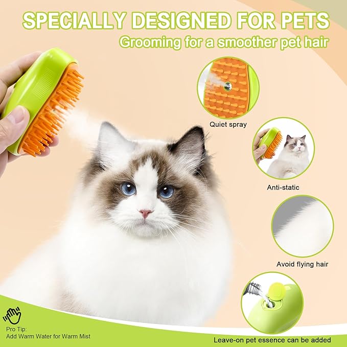 Dog Brush for Shedding Short Long Haired Cats, 5 in 1 Pet Grooming Kit for Small Medium & Large Animals. Removes Loose Fur, Mats, Tangled. Easy Cleaning. Undercoat Rake + Steam Brush Included-Mewly Pet