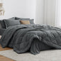 Love's cabin Oversized Queen Comforter Set Dark Grey, 7 Pieces Queen Bed in a Bag, All Season Queen Bedding Sets with 1 Comforter, 1 Flat Sheet, 1 Fitted Sheet, 2 Pillowcase and 2 Pillow Sham
