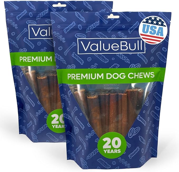 ValueBull USA Collagen Sticks for Dogs, 6 Inch Thick Chews, Natural Long-Lasting Dog Treats, 50 Count - Promotes Joint, Skin & Coat Health with Glucosamine and Chondroitin-Mewly Pet