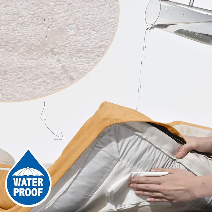 Comfort Expression XXL Orthopedic Dog Bed, Waterproof Dog Beds for Extra Large Dogs, Washable Pet Sofa Couch with Removable Cover & Non-Slip Bottom(XX-Large,Khaki)-Mewly Pet